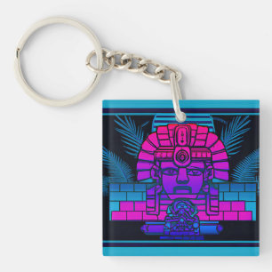 Synthwave-Pharao Schlüsselanhänger