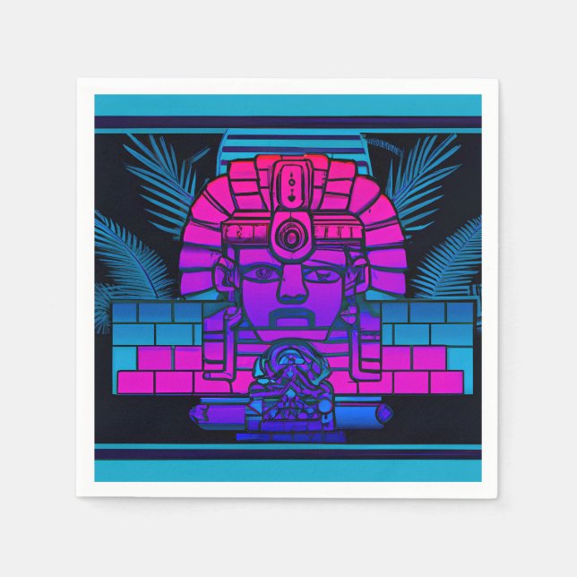 Synthwave-Pharao Serviette (Vorderseite)