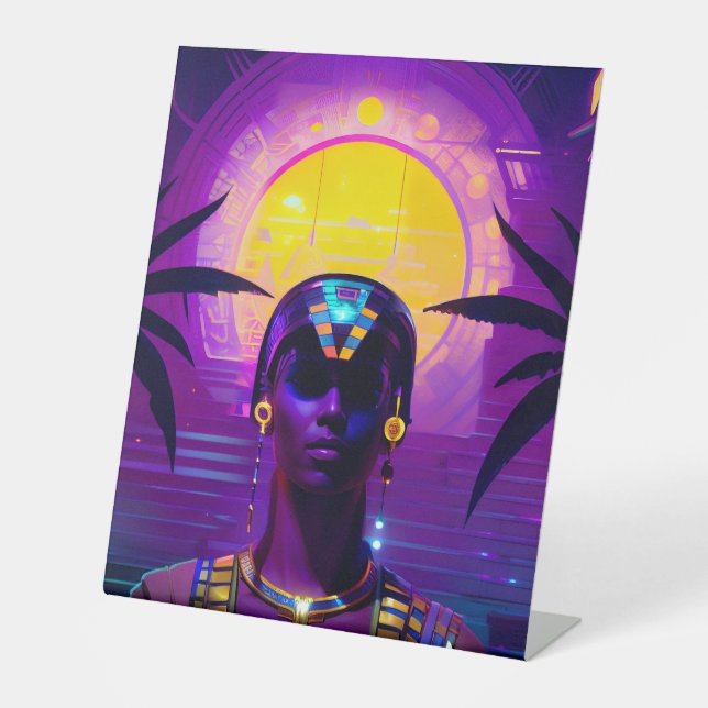 Synthwave-Pharao Sockelschild (Vorderseite)