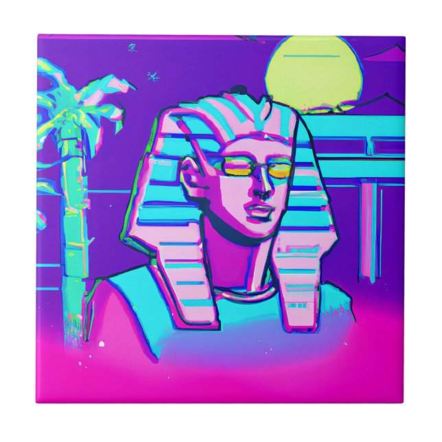 Synthwave Pharaoh Fliese (Vorderseite)