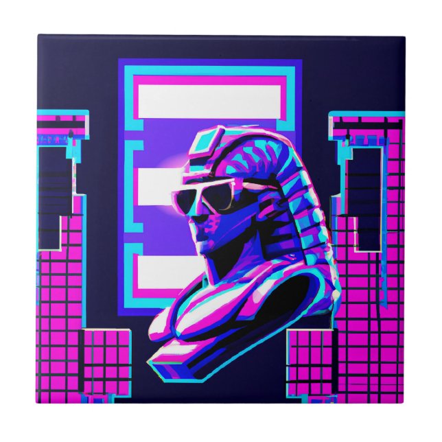 Synthwave Pharaoh Fliese (Vorderseite)