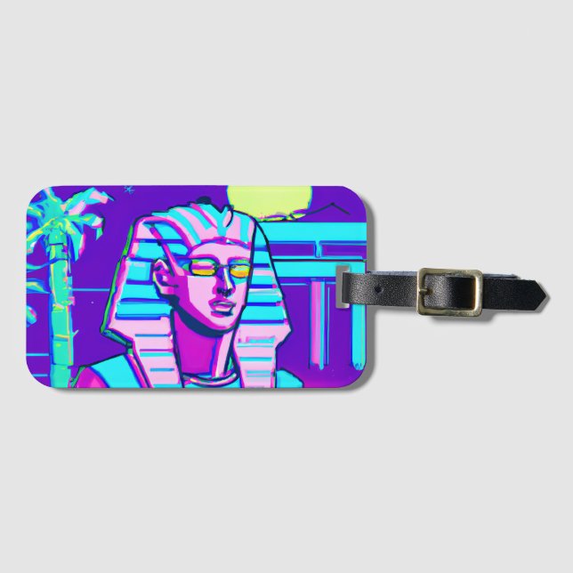 Synthwave Pharaoh Gepäckanhänger (Vorderseite (Horizontal))