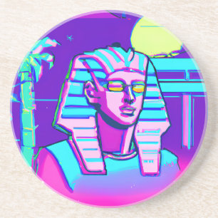 Synthwave Pharaoh Getränkeuntersetzer