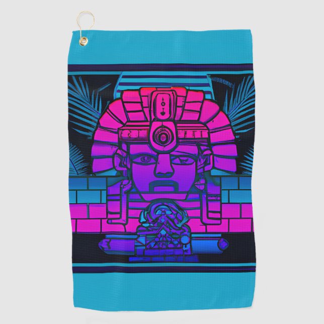 Synthwave Pharaoh Golfhandtuch (Vorderseite)