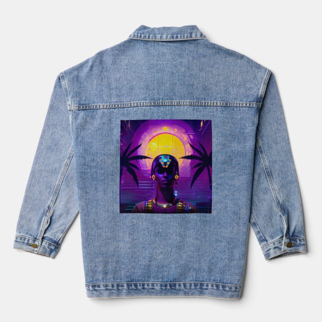 Synthwave Pharaoh Jeansjacke (Rückseite)