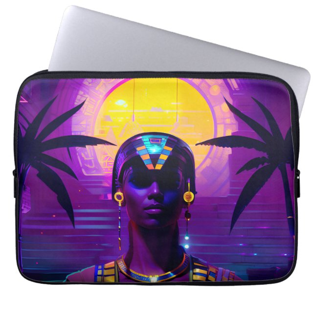 Synthwave Pharaoh Laptopschutzhülle (Vorderseite)