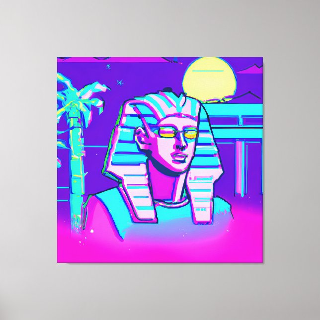 Synthwave Pharaoh Leinwanddruck (Vorderseite)