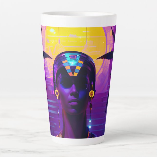 Synthwave Pharaoh Milchtasse (Vorderseite)