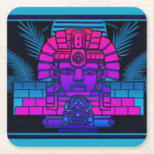Synthwave Pharaoh Rechteckiger Pappuntersetzer
