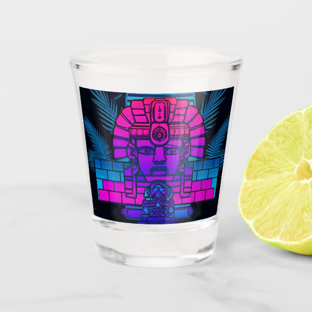 Synthwave Pharaoh Schnapsglas (Vorderseite)