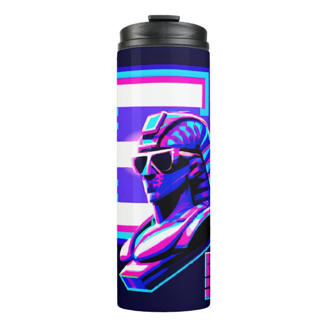 Synthwave Pharaoh Thermosbecher (Vorderseite)