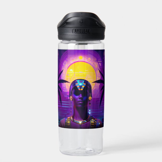 Synthwave Pharaoh Trinkflasche (Rückseite)
