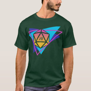 Synthwave Polyhedral D20 Dice Retro Tabletop RPG T-Shirt