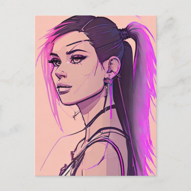 Synthwave-Punk Postcard Postkarte (Vorderseite)