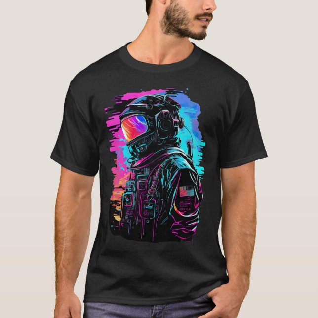 Synthwave Retrowave Astronaut Retro Graphic T-Shirt (Vorderseite)