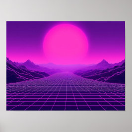Synthwave Retrowave Landschaft Cyberpunk Stimmung Poster