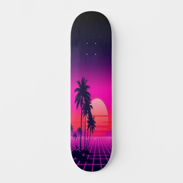 Synthwave-Sonnenset: Ausgabe 2 Skateboard (Vorderseite)