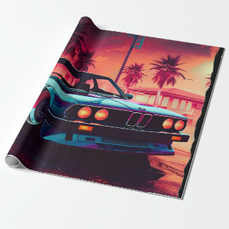 Synthwave-Trend - BMW Classics AI Generated Art - Geschenkpapier