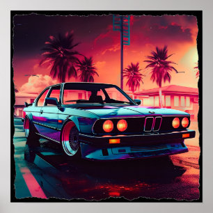 Synthwave-Trend - BMW Classics AI Generated Art - Poster