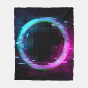 Synthwave Vaporwave Retrowave Glitch Circle mit b Fleecedecke