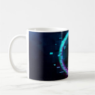 Synthwave Vaporwave Retrowave Glitch Circle mit b Kaffeetasse
