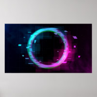 Synthwave Vaporwave Retrowave Glitch Circle mit b