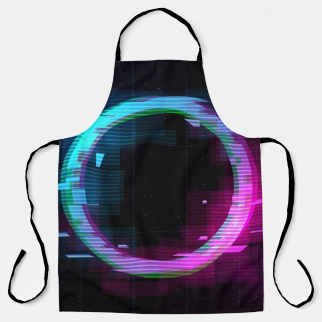 Synthwave Vaporwave Retrowave Glitch Circle mit b Schürze (Vorderseite)