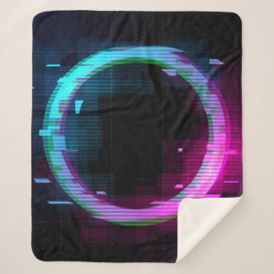 Synthwave Vaporwave Retrowave Glitch Circle mit b Sherpadecke