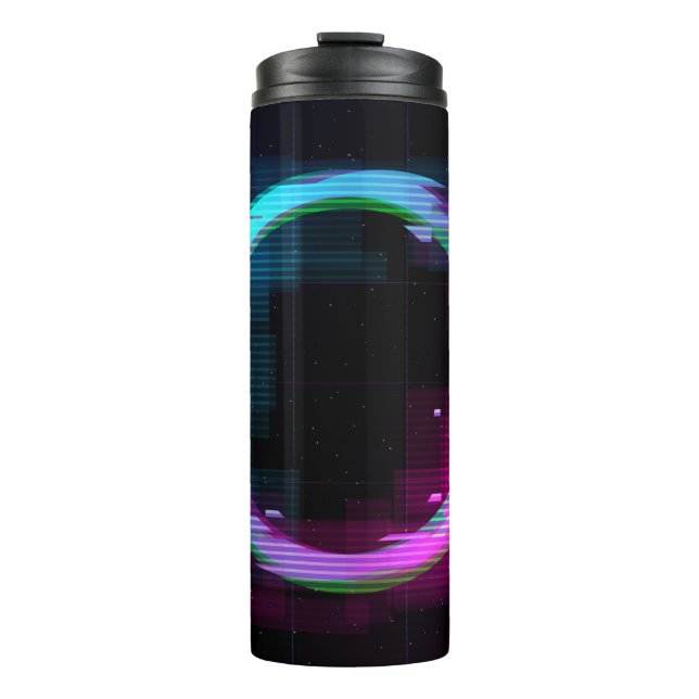 Synthwave Vaporwave Retrowave Glitch Circle mit b Thermosbecher (Vorderseite)
