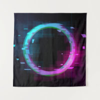 Synthwave Vaporwave Retrowave Glitch Circle with b