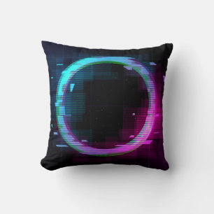 Synthwave Vaporwave Retrowave Glitch-Kreis mit b Kissen