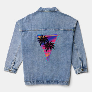 Synthwave Vaporwave Triangle Palm Trees Gradient Jeansjacke