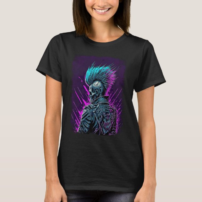 Synthwave Zombie Skull T-Shirt (Vorderseite)