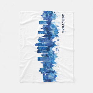 Syracuse New York Skyline Blue Fleecedecke
