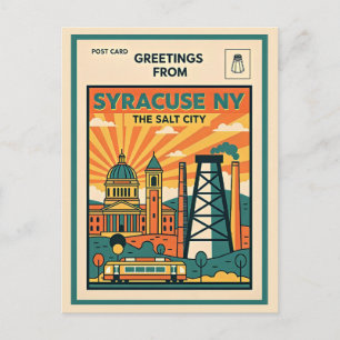 Syracuse NY Die Salz Stadt Retro Postkarte