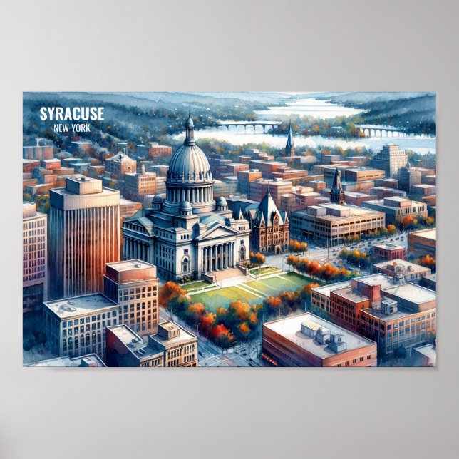 Syrakus New York Famous Travel Places Aquarell Poster (Vorne)