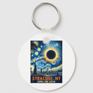 Syrakus New York Total Solar Eclipse 2024 Starry Schlüsselanhänger