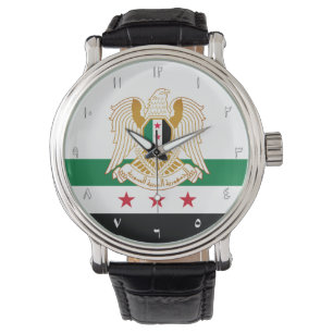 Syrien beobachten, syrische Flagge, Unabhängigkeit Armbanduhr