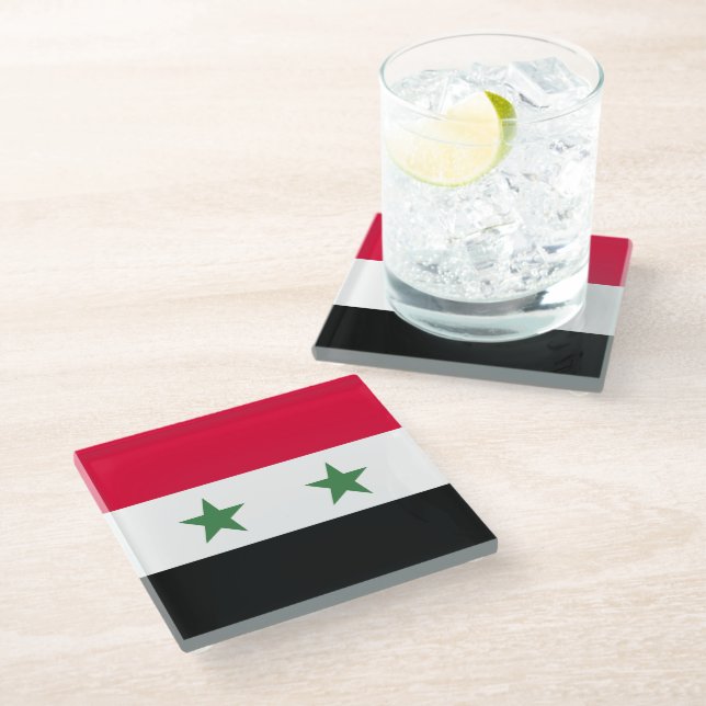 Syrien-Flagge Glasuntersetzer (Schrägansicht)