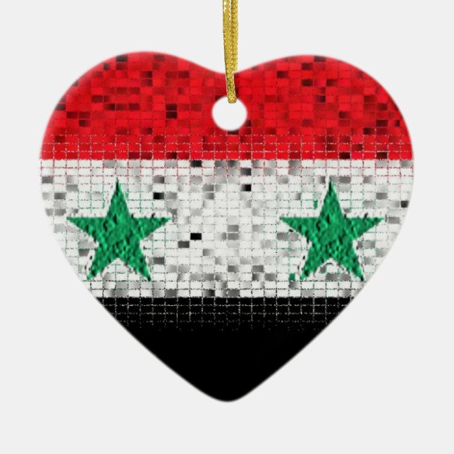 Syrien-Flaggen-Glitterverzierung Keramikornament (Vorne)