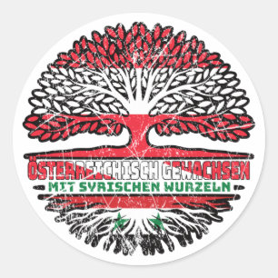 Syrien Syrisch Österreichisch Baum Runder Aufkleber