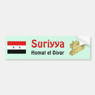 Syrienflagge + Karte Autoaufkleber