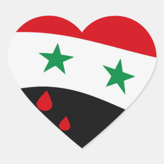 Syrienflagge windet mit blutroten Tränen Herz-Aufkleber
