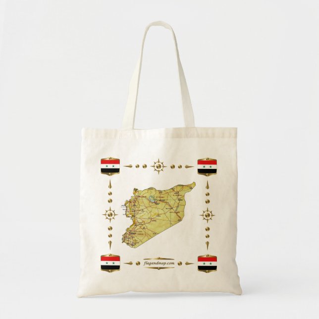 Syrienkarte + Flaggen-Bag Tragetasche (Vorne)