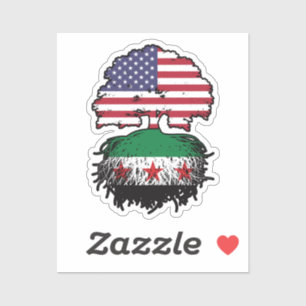 Syrische amerikanische Wurzeln und Kronenbaum Aufkleber