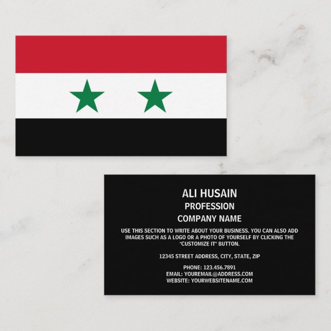 Syrische Flagge, Flagge Syriens Visitenkarte (Vorne/Hinten)
