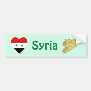 Syrische Flagge Herz + Landkarte Aufkleber Autoaufkleber