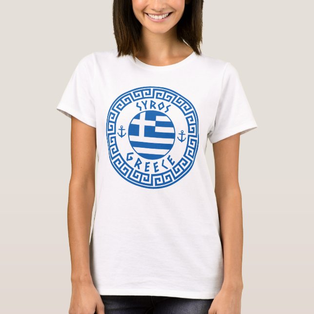 Syros, griechische Flagge T - Shirt der Frauen (Vorderseite)
