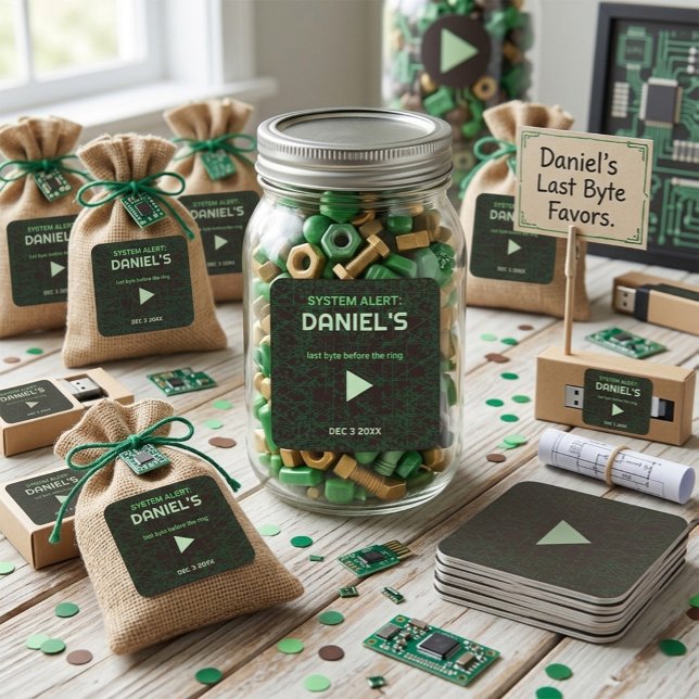 System Alert Hacker Bachelor Party Square Sticker (Von Creator hochgeladen)