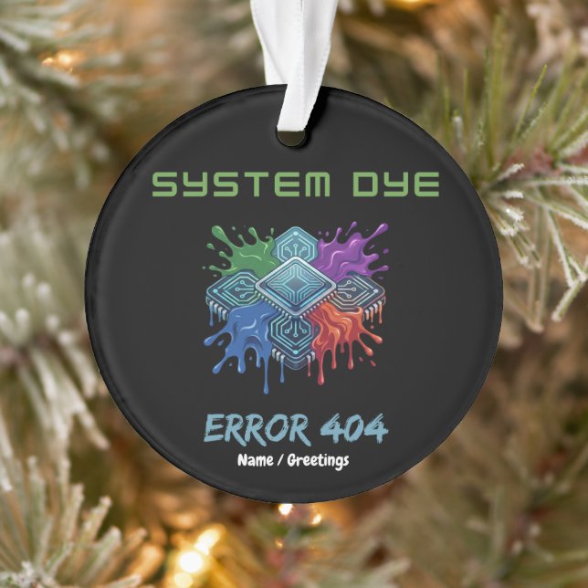 System-Farbfehler 404 Tech-Glitch-Mikrochip-Grafik Ornament (Baum)